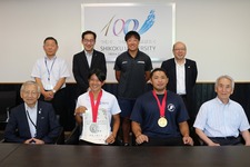 第109回日本陸上競技選手権 「男子円盤投げ　優勝　幸長慎一選手」、「女子走幅跳　準優勝　木村美海選手」